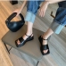 4Summer Trends Plain Square Toe Chunky Sandals