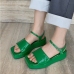 1Summer Trends Plain Square Toe Chunky Sandals