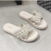 5 Leisure Time Faux Pearl Gauze Patch Ladies Slippers