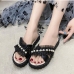 1 Leisure Time Faux Pearl Gauze Patch Ladies Slippers
