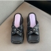 9 Summer Square Toe Wedge Design Slipper Women