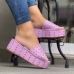7Casual Rivets Peep-Toe Platform Slippers