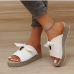 6Casual Round Toe Bow Wedge Slide Slippers