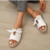 7Casual Round Toe Bow Wedge Slide Slippers