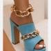 4Chain Chunky Patchwork High Heels  Slippers
