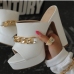 8Chain Chunky Patchwork High Heels  Slippers