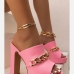 1Chain Chunky Patchwork High Heels  Slippers