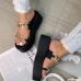 8Chain Patchwork Black Slippers For Women