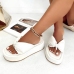 5Cute Solid White Bow Platform  Slide Slippers 