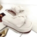 6Cute Solid White Bow Platform  Slide Slippers 