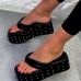 6Euro Style Trendy Rivet Chunky Flip Flops