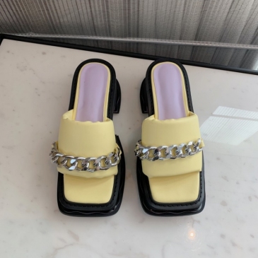 Korean Style Square Toe Chain Wedge Slipper