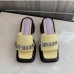 1Korean Style Square Toe Chain Wedge Slipper