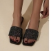 1Rhinestone Square Toe Ladies Slippers 1.5cm)