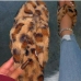 4Spring House Wear Leopard Solid Fluffy Flip Flops 