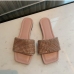 6Square Toe Rhinestone Slip On Flat Slippers