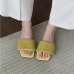 1Square Toe Rhinestone Slip On Flat Slippers