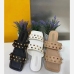 6Square Toe Rivets Women Designer Slippers