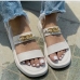 4Street Chain Patchwork Round Toe  Women's Slippers