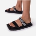 7Stylish Chain Decor Square Toe Flat Slippers