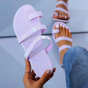Trendy Solid Round Toe Ladies Slippers (2CM
