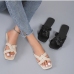 8Woven Design Square Toe Slippers For Women