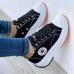4 Leisure Time Lace Up  Canvas Wedge Sneakers