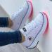 1 Leisure Time Lace Up  Canvas Wedge Sneakers