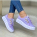5 Leisure Time Lace Up Patchwork Wedge Running Shoes 