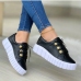 1 Leisure Time Lace Up Patchwork Wedge Running Shoes 