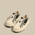 1Fashion Patchwork Lace Up Dissolving Canvas Shoes