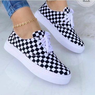 Multicolored Round Toe Lace Up Casual Shoes