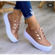 New Round Toe Lace Up Sneakers For Women