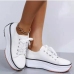 3Outdoor Leopard Wedge Lace Up Running Shoes Women