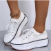 4Outdoor Leopard Wedge Lace Up Running Shoes Women