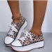 5Outdoor Leopard Wedge Lace Up Running Shoes Women