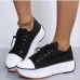 6Outdoor Leopard Wedge Lace Up Running Shoes Women