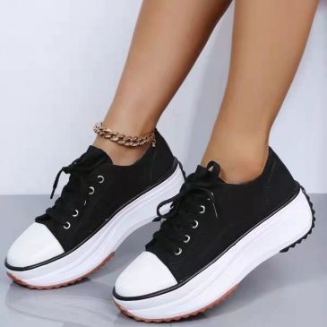 Outdoor Leopard Wedge Lace Up Running Shoes Women