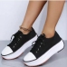 1Outdoor Leopard Wedge Lace Up Running Shoes Women