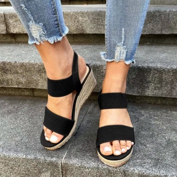 Casual Solid Round Toe Women's Wedge Heels