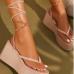 7Fashion Bandage Open Toe Wedge Out Door Shoes