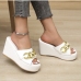 12Fashion Chain Design Peep Toe Wedges