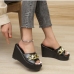 4Fashion Chain Design Peep Toe Wedges