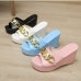 7Fashion Chain Design Peep Toe Wedges