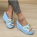 1Fashion Chain Design Peep Toe Wedges