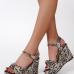 3Fashion Printed Open Toe Wedge Out Door Shoes