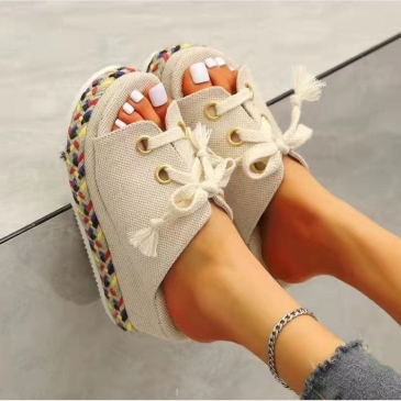 Outdoor Contrast Color Canvas Wedge Shoes