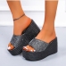 5Shiny Peep-toe Platform Slippers