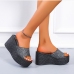 6Shiny Peep-toe Platform Slippers