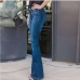 6Casual Denim Mid Waist Flared Jeans 